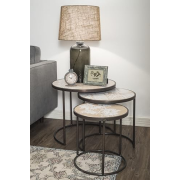 Creative Co-Op Grey Pewter Mantel Clock with Birds