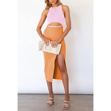 Pink Queen Stylish Sleeveless Cutout Midi Dress for Women