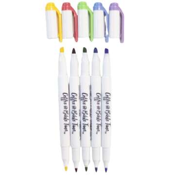 Coffee & Bible Time Aesthetic Bible Highlighters - 5 Pack, No Bleed, Pastel Colors, Easy Grip and Fa...