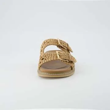 CUSHIONAIRE Women's Weaver Woven footbed sandal with +Comfort, Wide Widths Available, Tan 8