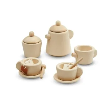 PlanToys Wooden Tea Set for Kids - Safe Pretend Play