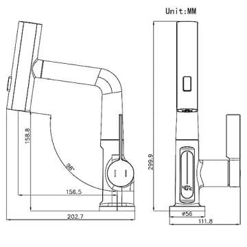 Weirun Bathroom Single Handle Basin Sink Pull Out Faucet with Rainfall Spray Head Temperature Digita...