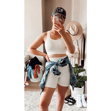 OLCHEE Sexy 2 Piece Workout Set for Women in White Size XL