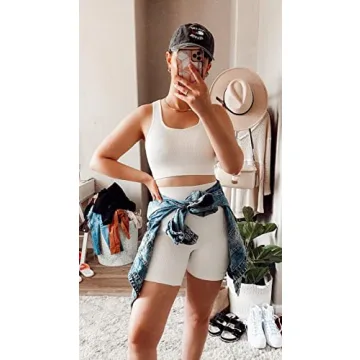 OLCHEE Sexy 2 Piece Workout Set for Women in White Size XL