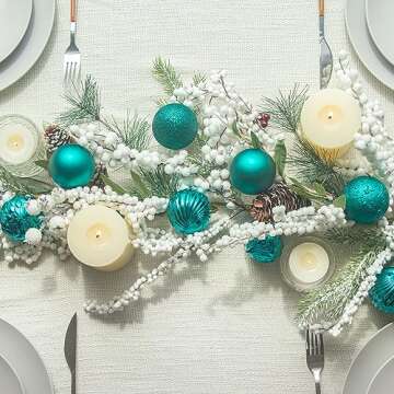 KI Store Dark Teal Christmas Balls 34pcs 2.36-Inch Christmas Tree Decoration Ornaments for Xmas Tree Holiday Wreath Garland Decor Ornaments Hooks Included