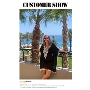 Women's Black Chiffon Swimsuit Cover Up with Tassels