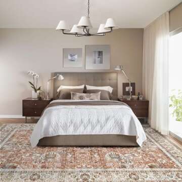 Deerly 9x12 Vintage Washable Area Rug for Home