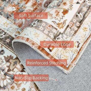 Deerly 9x12 Vintage Washable Area Rug for Home