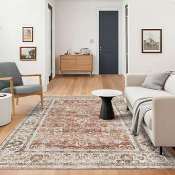 Deerly 9x12 Vintage Washable Area Rug for Home