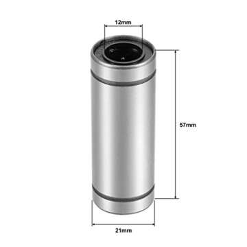 uxcell LM12UU Extra Long Linear Ball Bearings, 12mm Bore Dia, 21mm OD, 57mm Length (Pack of 2)