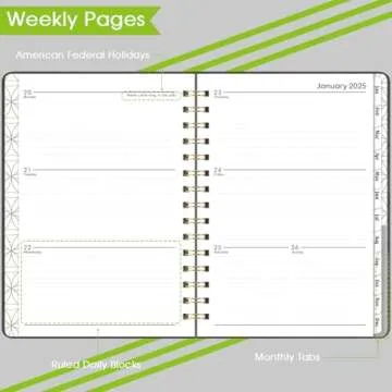 Planner 2025 - Weekly & Monthly 2025 Planner with 12 Monthly Tabs, Jan 2024 - Dec 2025, 6.3" x 8.4", Flexible Hardcover, Thick Paper, Inner Pocket - Gray