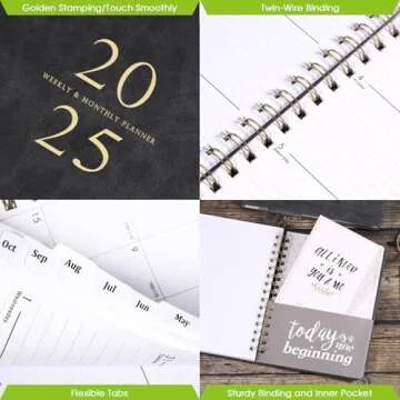 Planner 2025 - Weekly & Monthly 2025 Planner with 12 Monthly Tabs, Jan 2024 - Dec 2025, 6.3" x 8.4", Flexible Hardcover, Thick Paper, Inner Pocket - Gray