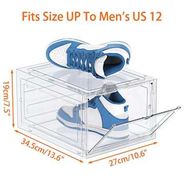 HOMIDEC Shoe Storage, 6 Pack Shoe Organizer Clear Hard Plastic Shoe Box, Shoe Boxes Clear Plastic St...