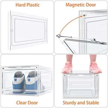 HOMIDEC Shoe Storage, 6 Pack Shoe Organizer Clear Hard Plastic Shoe Box, Shoe Boxes Clear Plastic Stackable, Shoe Boxes with Lids for Size 13, Transparent