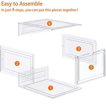 HOMIDEC Shoe Storage, 6 Pack Shoe Organizer Clear Hard Plastic Shoe Box, Shoe Boxes Clear Plastic Stackable, Shoe Boxes with Lids for Size 13, Transparent