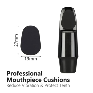 BIDEX 64 Pcs 0.8mm Saxophone & Clarinet Mouthpiece Cushions – Black Oval Mouthpiece Pads for Alto/...