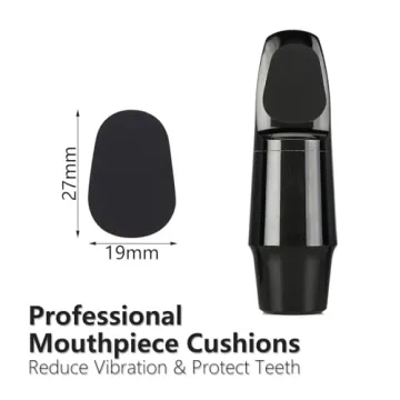 BIDEX 64 Pcs 0.8mm Saxophone & Clarinet Mouthpiece Cushions – Black Oval Mouthpiece Pads for Alto/...