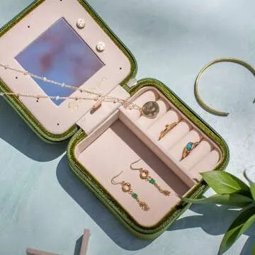 Velvet Initial A Jewelry Box for Women & Girls