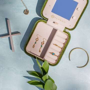 Velvet Initial A Jewelry Box for Women & Girls