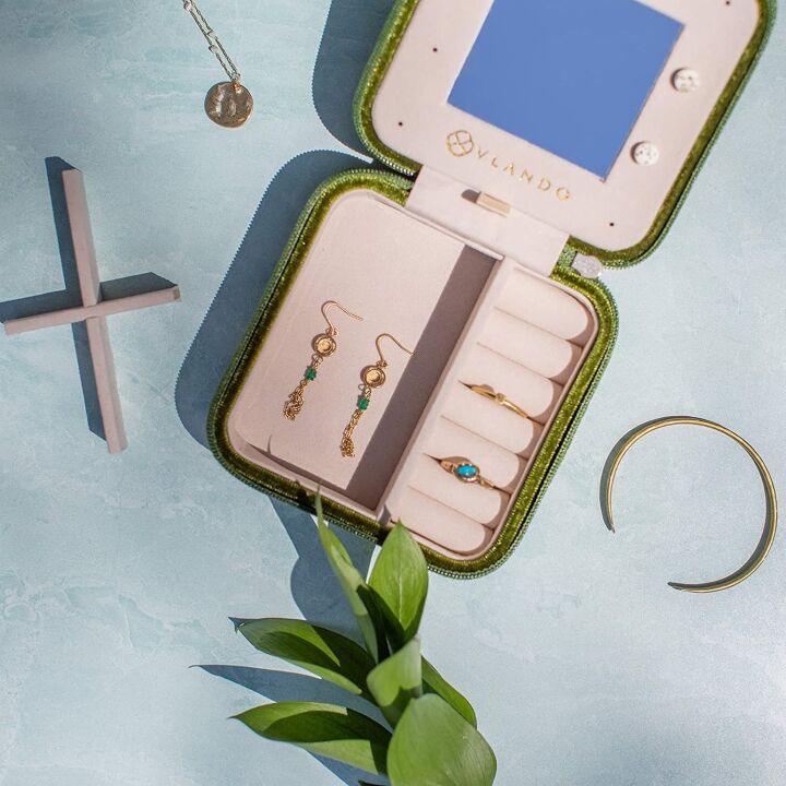 Velvet Initial A Jewelry Box for Women & Girls