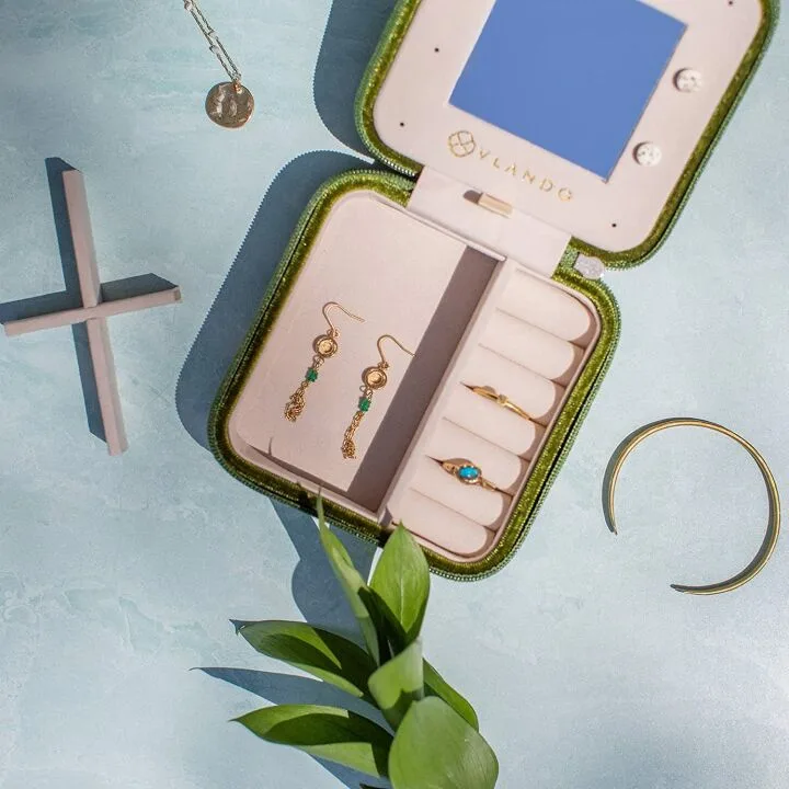 Velvet Initial A Jewelry Box for Women & Girls