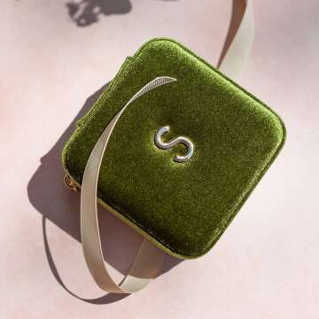 Velvet Initial A Jewelry Box for Women & Girls