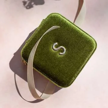 Velvet Initial A Jewelry Box for Women & Girls