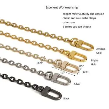 Mini Copper Purse Chain Shoulder Crossbody Strap Bag Accessories Charm Decoration (Gold, 18'')