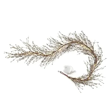 LampLust Lighted Garland, 6 Ft Green Berry Garland, Valentines Day Garland, 100 LED Lights, Winter Garland for Mantle All Year Round, Battery Powered, Timer Included, Farmhouse Decor, Valentines Decor