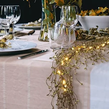 LampLust Lighted Garland, 6 Ft Green Berry Garland, Valentines Day Garland, 100 LED Lights, Winter Garland for Mantle All Year Round, Battery Powered, Timer Included, Farmhouse Decor, Valentines Decor