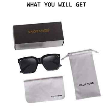TAOTAOQI Vintage Women Oversized Sunglasses Designer Luxury Square Sun Glasses UV400 Protection Flat Lens (Black Frame Grey Lens)