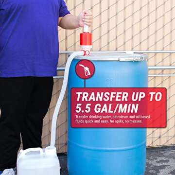 TERA PUMP Drum Barrel Pump - Heavy Duty Food Grade (BPA-Free) Piston-Action High-Speed Manual Siphon...