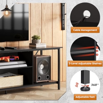 WLIVE Industrial TV Stand for 65" TVs - Open Storage