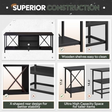 WLIVE Industrial TV Stand for 65" TVs - Open Storage