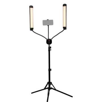Fotodiox Selfie Starlite Stix Vlog Light Kit w/Tripod - 2X 11in Bi-Color Dimmable LED Wand Lights for Portrait, Photography, Makeup, YouTube, Live Streaming Video and More