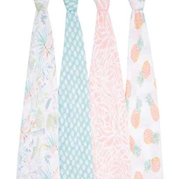 aden + anais Essentials Swaddle Blanket, Boutique Muslin Blankets for Girls & Boys, Baby Receiving S...