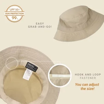 Hot Summer Bucket Hat - Trendy Cotton Sun Hat for Beach, Golf, Fishing - Fun Outdoor Vacation Boonie for Men and Women (Latte)
