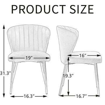 ANOUR Modern Dining Chairs, Velvet Accent Living Room Chairs, Set of 2, Upholstered Side Chair with Golden Metal Legs for Dining Room Kitchen Vanity Patio (White, 2 Pack)