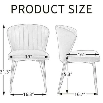 ANOUR Modern Dining Chairs, Velvet Accent Living Room Chairs, Set of 2, Upholstered Side Chair with Golden Metal Legs for Dining Room Kitchen Vanity Patio (White, 2 Pack)