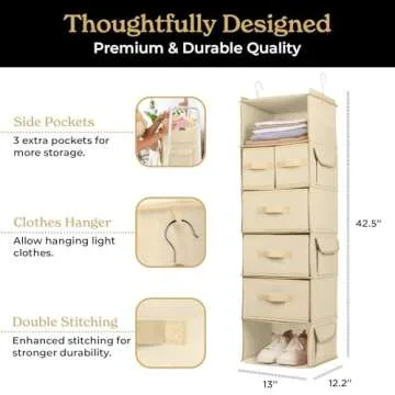 SMIRLY 6 Shelf Hanging Closet Organizer – Hanging Organizer with Storage Shelves, Foldable Closet ...