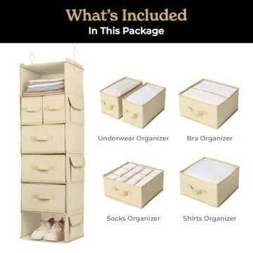 SMIRLY 6 Shelf Hanging Closet Organizer – Hanging Organizer with Storage Shelves, Foldable Closet Hanging Shelf with 2 Sturdy Hooks for Wardrobe, Nursery, Storage