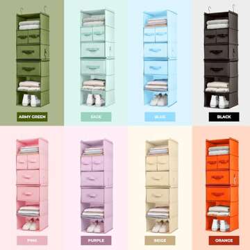 SMIRLY 6 Shelf Hanging Closet Organizer – Hanging Organizer with Storage Shelves, Foldable Closet Hanging Shelf with 2 Sturdy Hooks for Wardrobe, Nursery, Storage