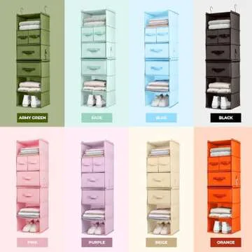 SMIRLY 6 Shelf Hanging Closet Organizer – Hanging Organizer with Storage Shelves, Foldable Closet Hanging Shelf with 2 Sturdy Hooks for Wardrobe, Nursery, Storage