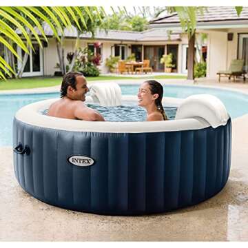 Intex 28431E PureSpa Plus 85" x 28" 6 Person Outdoor Portable Inflatable Round Hot Tub Spa with 170 ...