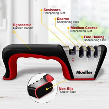Mueller 4-in-1 Knife Sharpener for Effortless Kitchen Precision