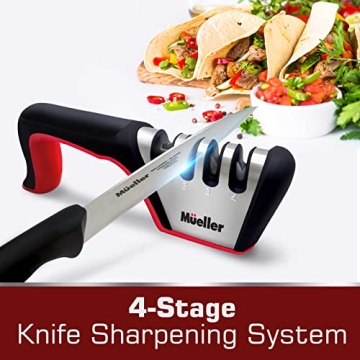Mueller 4-in-1 Knife Sharpener for Effortless Kitchen Precision
