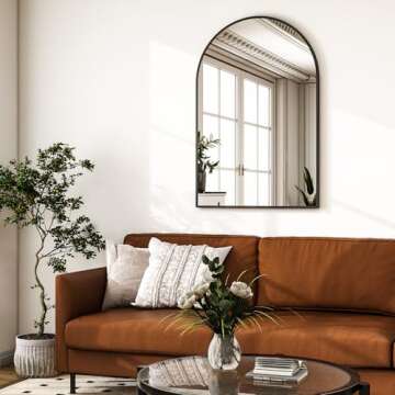 HARRITPURE Arched Bathroom Mirror - Wall Mounted Mirror - Black Arch Mirror - Aluminum Alloy Frame B...