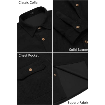 COOFANDY Vintage Corduroy Shirt Jacket Stylish Comfort