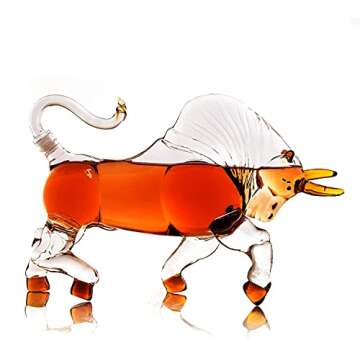 The Wine Savant Charging Bull Decanter, El Matador, Wall Street Bull, Charging Head Forward Animal B...