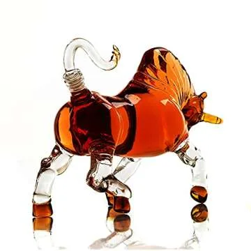 The Wine Savant Charging Bull Decanter, El Matador, Wall Street Bull, Charging Head Forward Animal Bullfighter Liquor Decanter Made For Bourbon, Whiskey, Scotch, Zodiac Shape Clear 1000ml Dispenser
